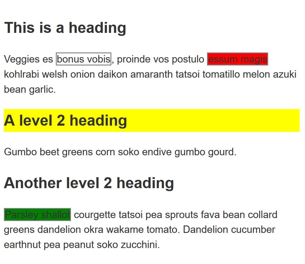 Text mit dem angewendeten CSS für die Lösung der Aufgabe 2.