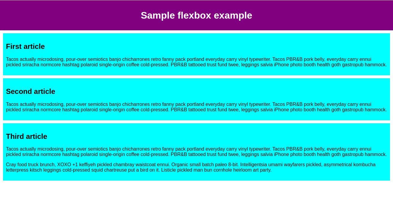 Bild zeigt den Ausgangspunkt des Flexbox-Tutorials