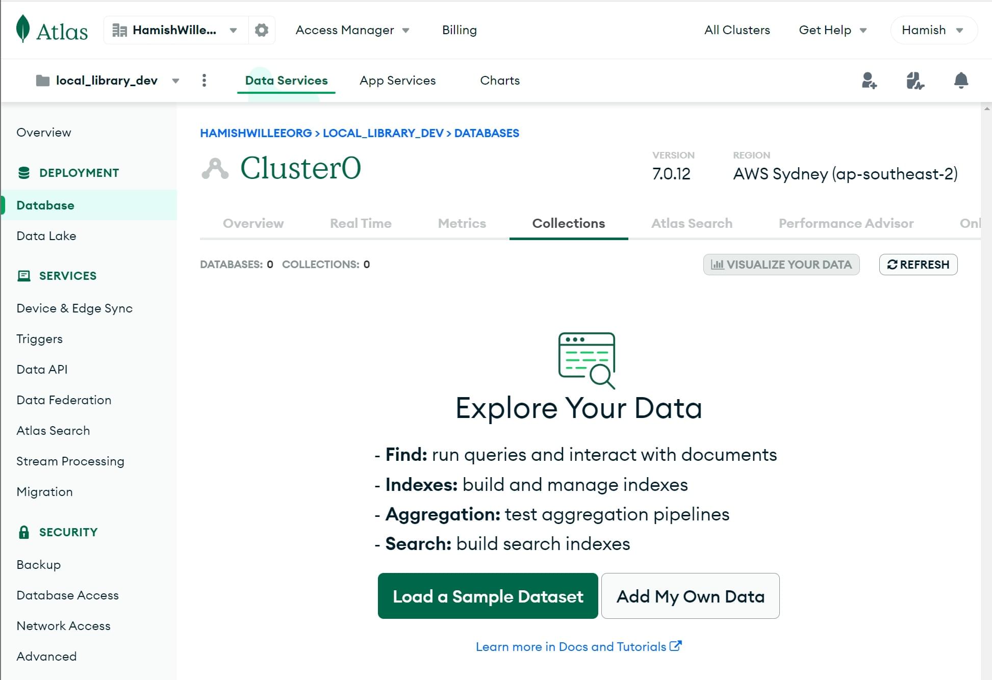 Eine Datenbank auf MongoDB Atlas erstellen.