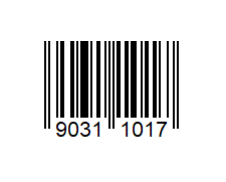 Ein Bild eines EAN-8 Barcodes. Eine horizontale Verteilung von vertikalen schwarzen und weißen Linien