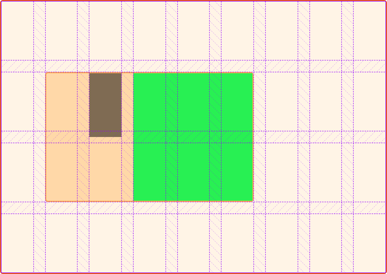 Das kleinere Element wird in den Abstand angezeigt, da row-gap auf 0 im Subgrid gesetzt ist.