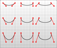 Kubische Bézier-Kurven mit Gitter