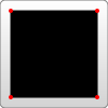 Ein schwarzes gefülltes Quadrat wird innerhalb eines weißen Quadrats gezeichnet. Die Kanten des schwarzen Quadrats beginnen an Position (10,10), bewegen sich horizontal zur Position (90,10), bewegen sich vertikal zur Position (90,90), bewegen sich horizontal zurück zur Position (10,90) und schließlich wieder zur Ausgangsposition (10, 10).