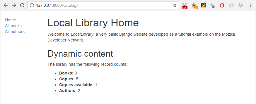 Index page for LocalLibrary website