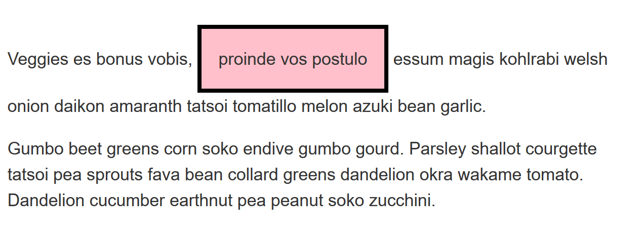 Une boîte en ligne avec un espace entre elle et le texte qui l'entoure