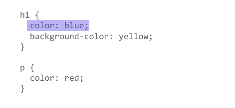 Une déclaration surlignée au sein du code CSS