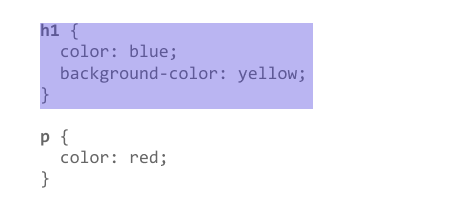 The rule for h1 highlighted