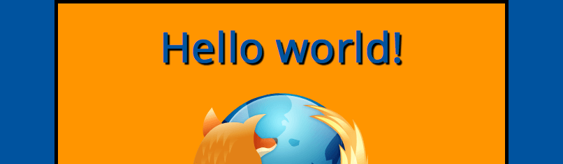 “hello world”标题，下面是 firefox 标志