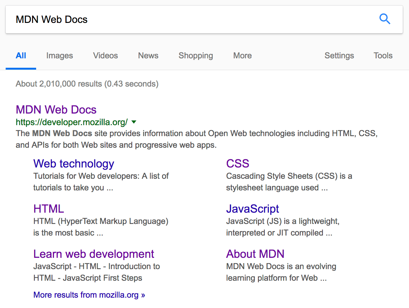 “MDN Web Docs”的搜索结果